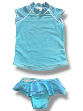 Toddler Two-Piece Light Aqua Rash Guard Swimsuit Set